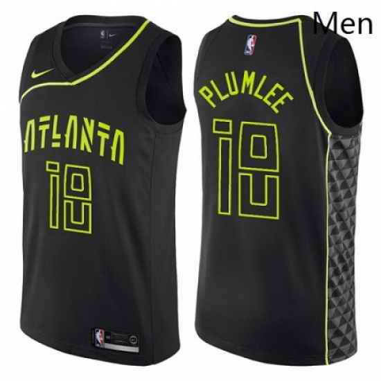 Mens Nike Atlanta Hawks 18 Miles Plumlee Swingman Black NBA Jersey City Edition